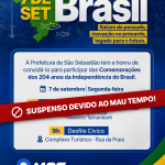 DESFILE DE 7 DE SETEMBRO É SUSPENSO EM SÃO SEBASTIÃO