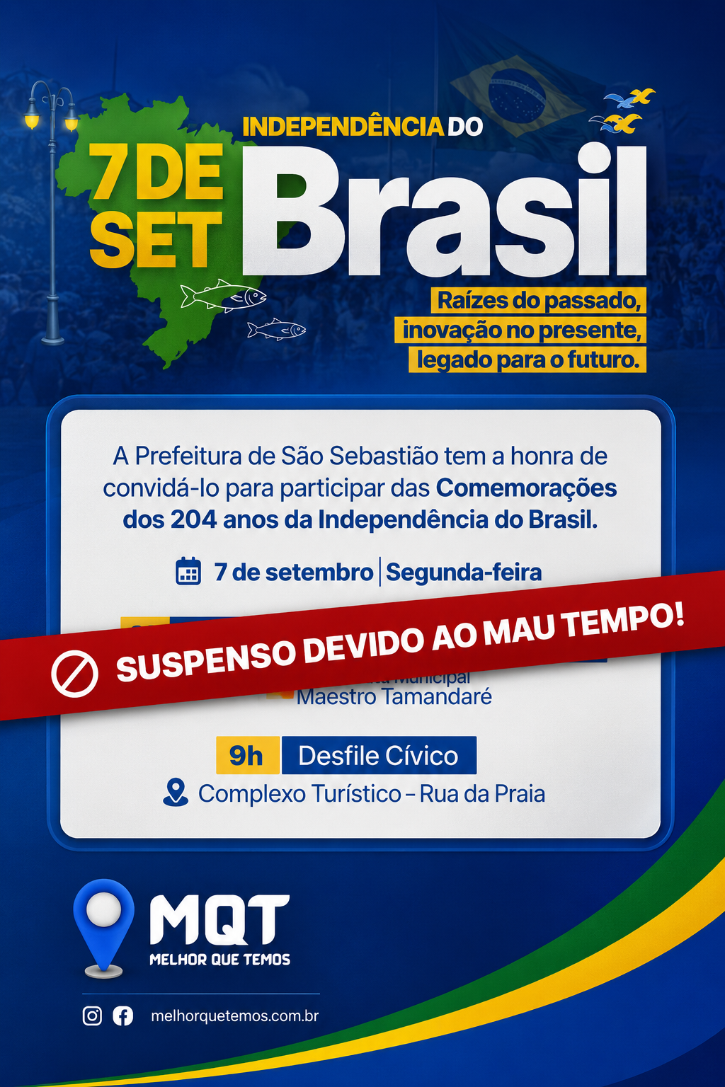 DESFILE DE 7 DE SETEMBRO É SUSPENSO EM SÃO SEBASTIÃO