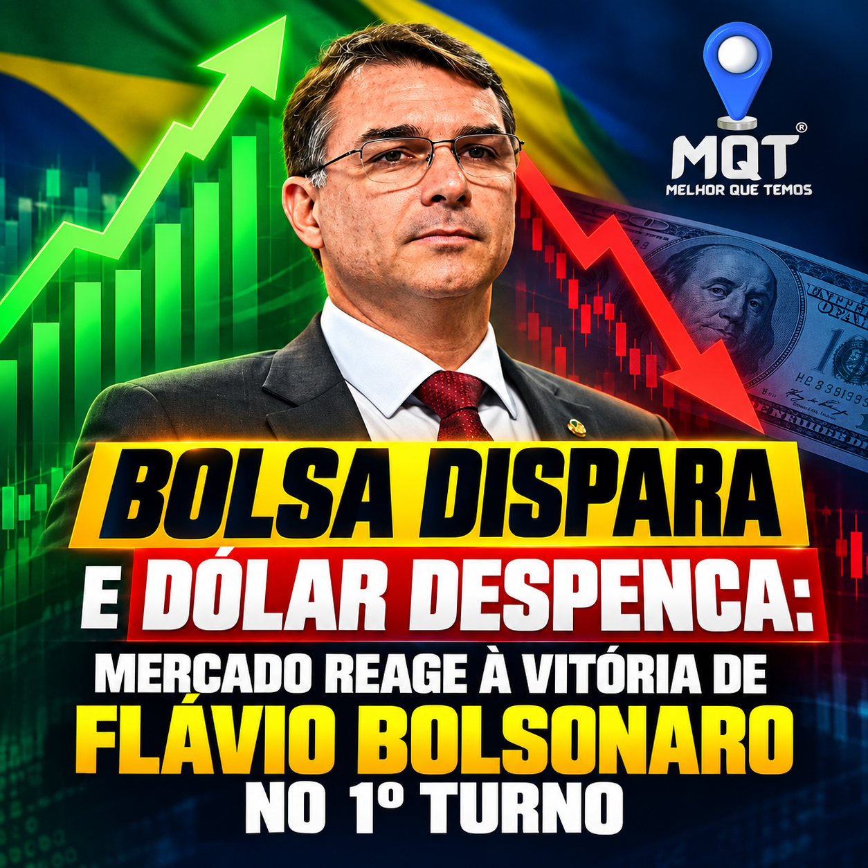 BOLSA DISPARA E DÓLAR DESPENCA: MERCADO REAGE À VITÓRIA DE FLÁVIO BOLSONARO NO 1º TURNO